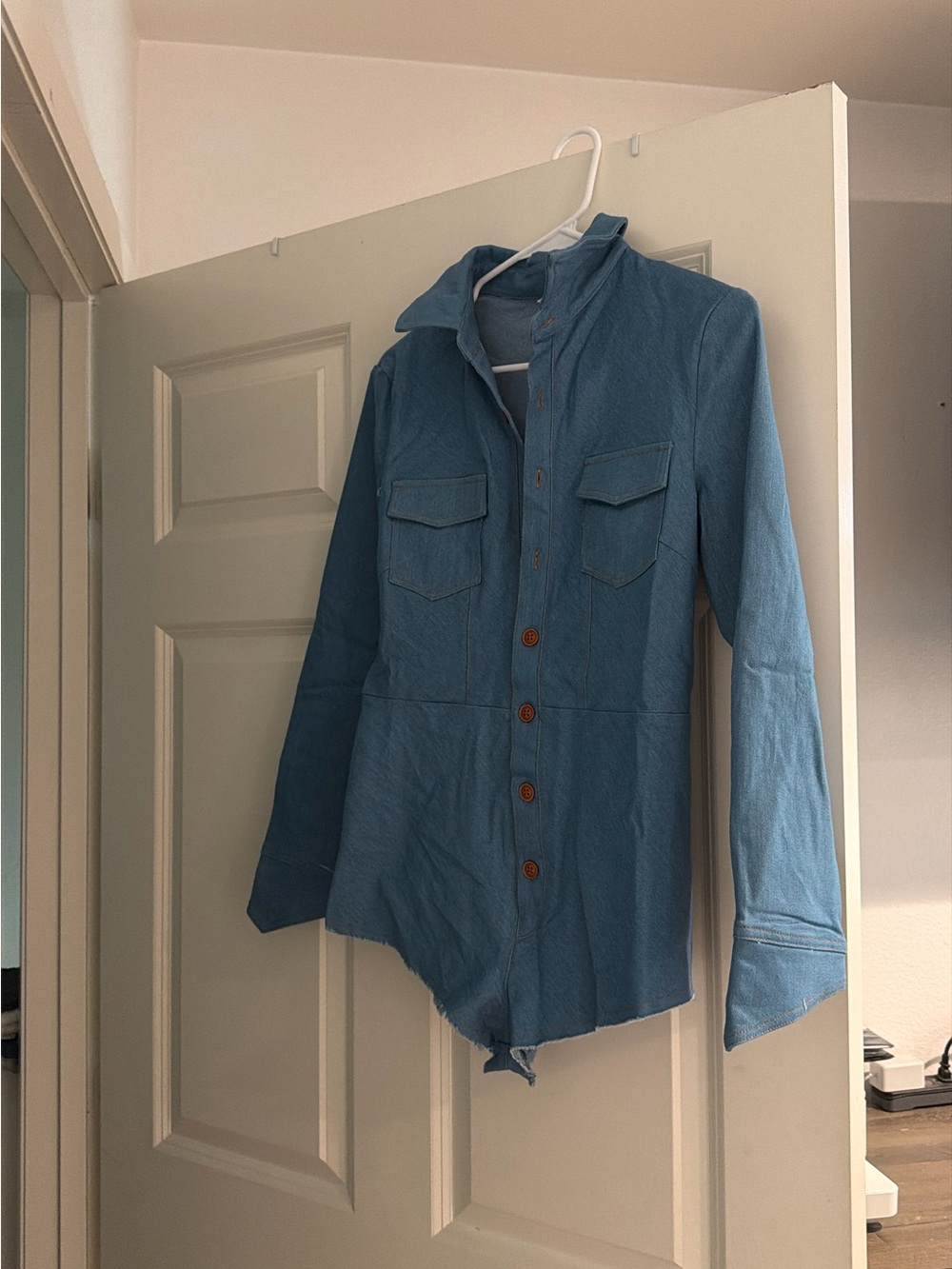 Light Blue Women's Button-Front Jacket